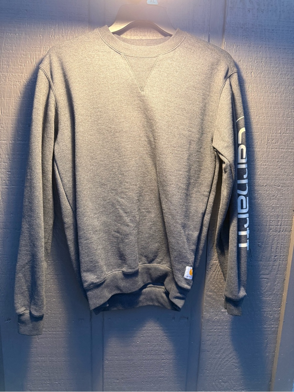 Carhartt Men’s Gray Crewneck Sweatshirt with Sleeve Logo